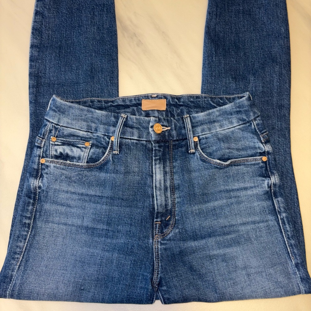 MOTHER High Waisted Looker Ankle Fray